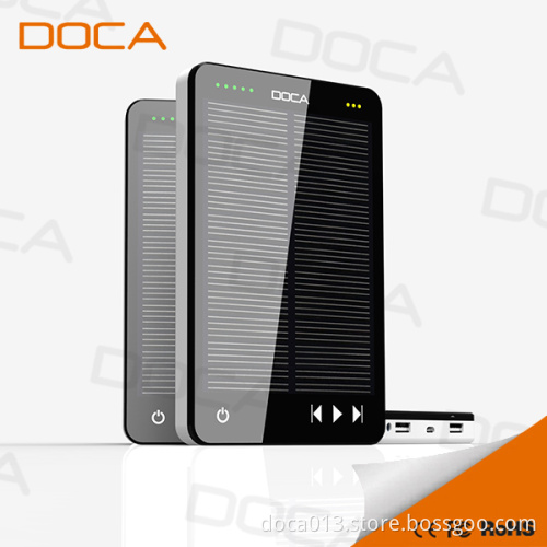 New Arrival Doca D595 Solar Charger Power Bank with MP3 Player 10000mAh